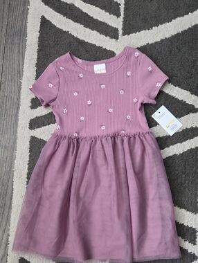 jumping beans Dusty Lavender Pink Floral Tulle Dress